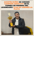 El ajedrecista Agustín Buñes se consagró campeón absoluto del Torneo de Primera del Club de Ajedrez La Plata (CALP)
